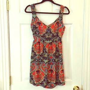 Printed tie back dress